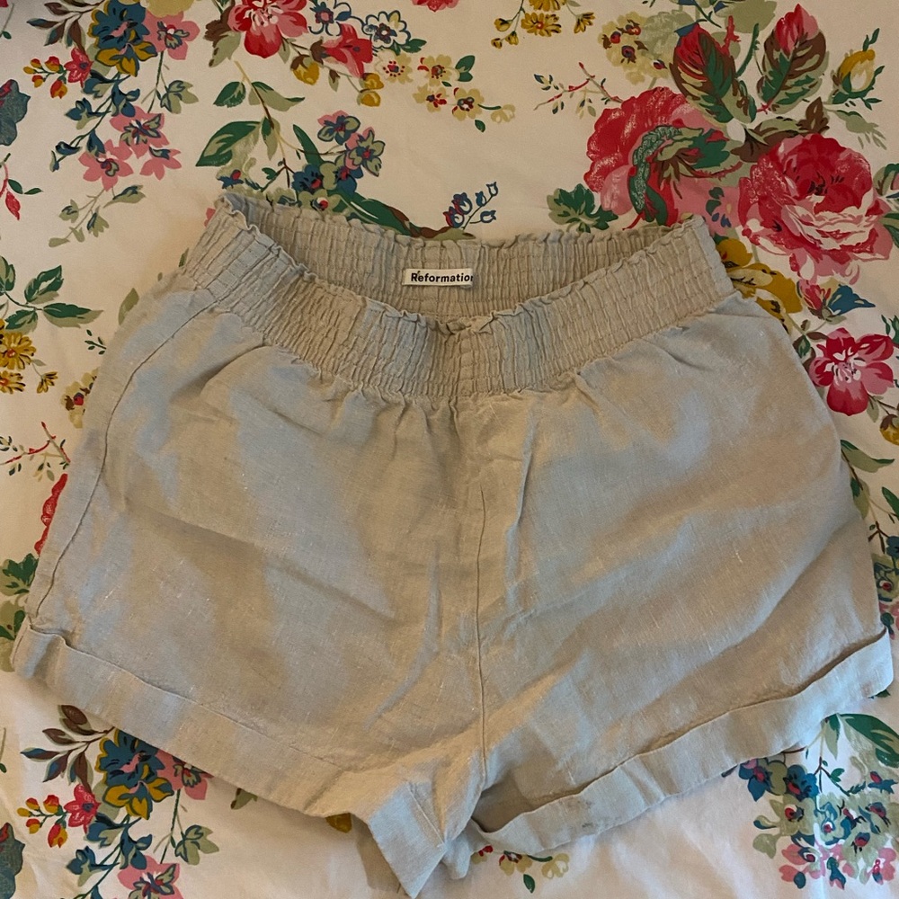 Reformation Tan High Waist Shorts